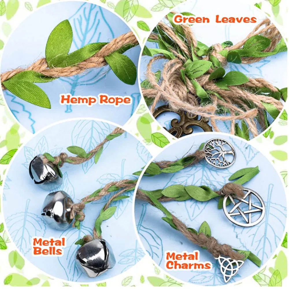 Witches Bells For Door Protection Celtic Door Bells For Porch, Garden, Window Decoration Green Leaves Tree Of Life