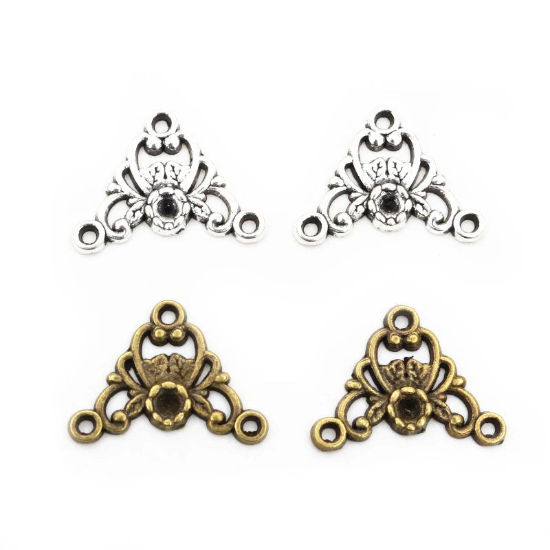 40 Stück 14x19mm Antik versilbert Bronze Blume Stil Stecker Anhänger DIY Schmuck Zubehör für Armband Halskette