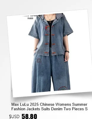 AmaxluluE 2025 Summer Women Denim Suits Loose Printed Two Pieces Sets Floral Outfit O Neck Tops Tees Vintage Jeans Fashion Pants
