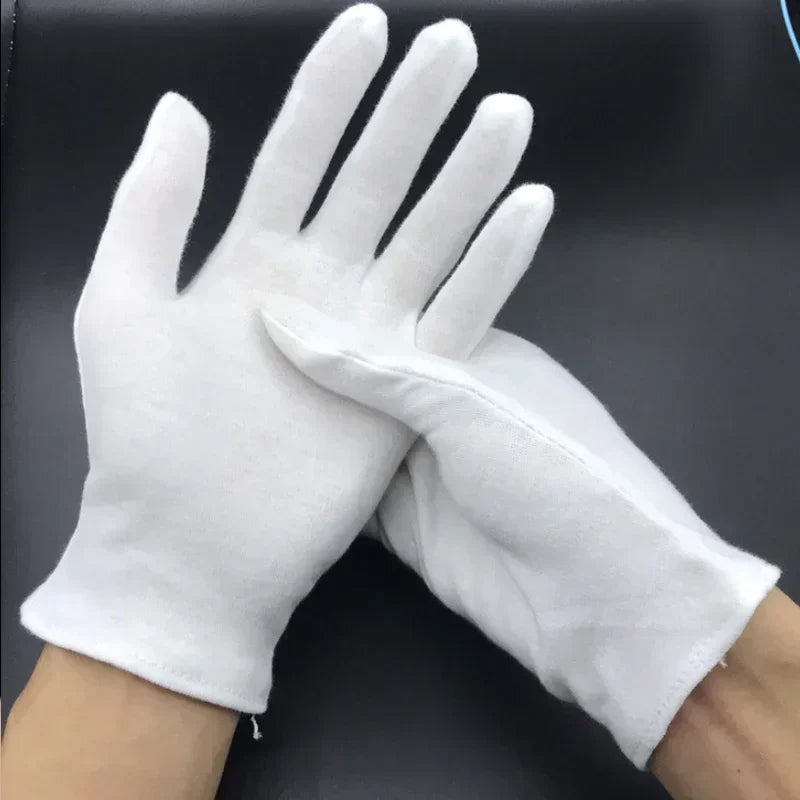 2/100pcs White Protection Gloves for Women Men Cotton Thin Quality Sweat Absorption Driving Workings Household Cleaning Tools