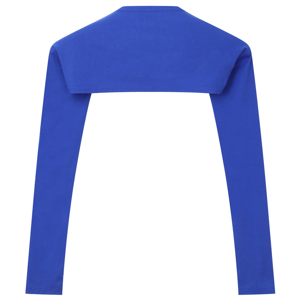 Men Open Front Half Crop Top Solid Long Sleeve Cardigan Bolero Shrug Tops Muscle Arm Sleeves Workout Sports Gym Tops Clubwear