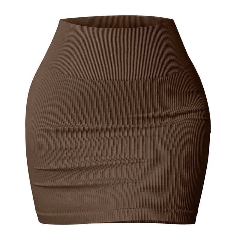 Ribbed Knit Mini Pencil Skirt for Women Above Knee Basic Short Bodycon Skirt Casual Summer Mini Short Skirt Streetwear