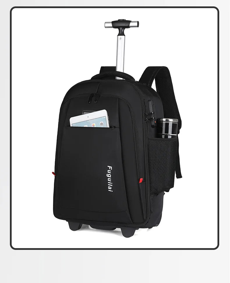 Men Trolley Backpack Rolling Luggage Travel Backpacks Trolley Bag with wheels Business Wheeled Backpack Cabin Carry on Luggage