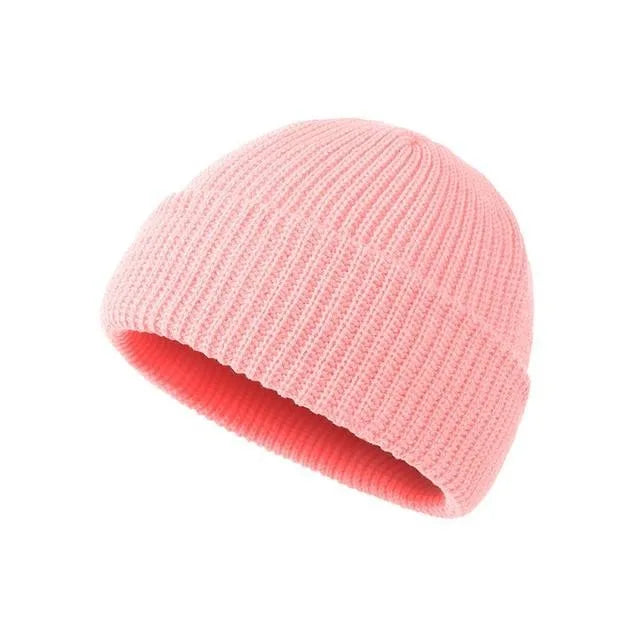 Solid color knitted woolen hat for men and women, hip-hop melon skin hat suitable for keeping warm and cold in autumn and winter
