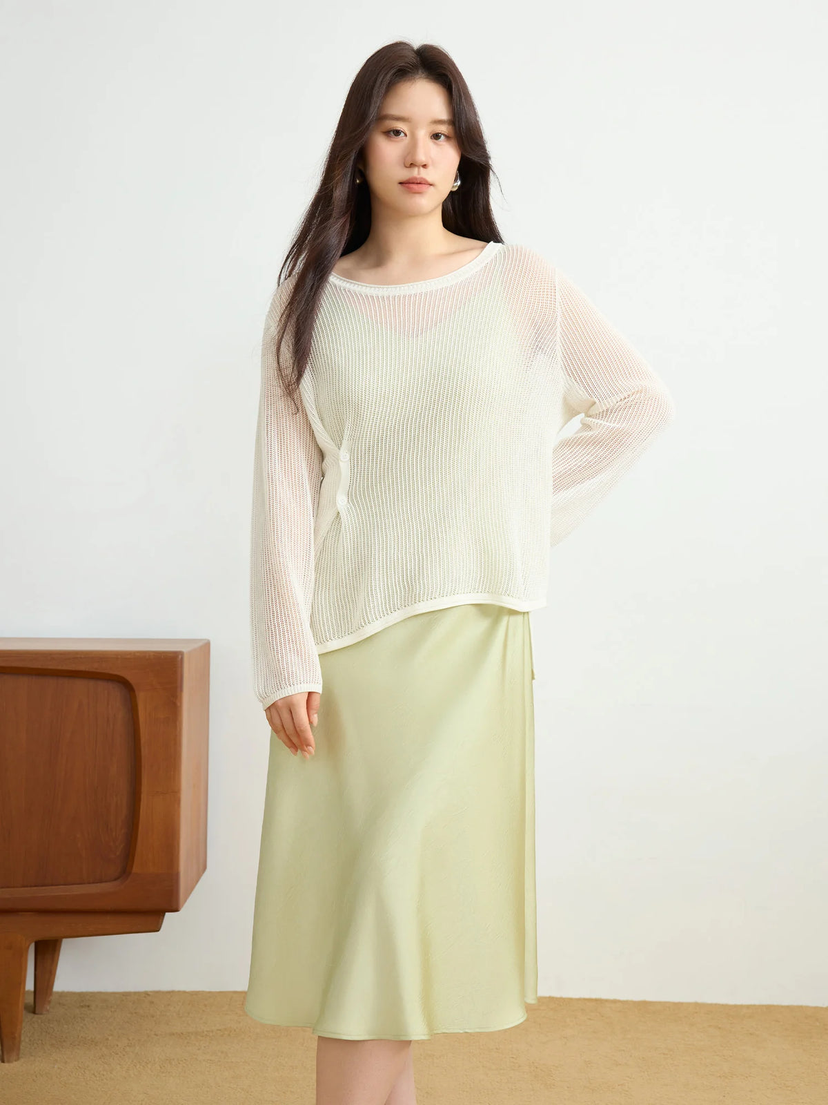 DUSHU Plus Size 2025 Spring Summer New Hollow Sunscreen Knit Cardigan For Women Thin All-match Cardigan Chic Top 25DS81287