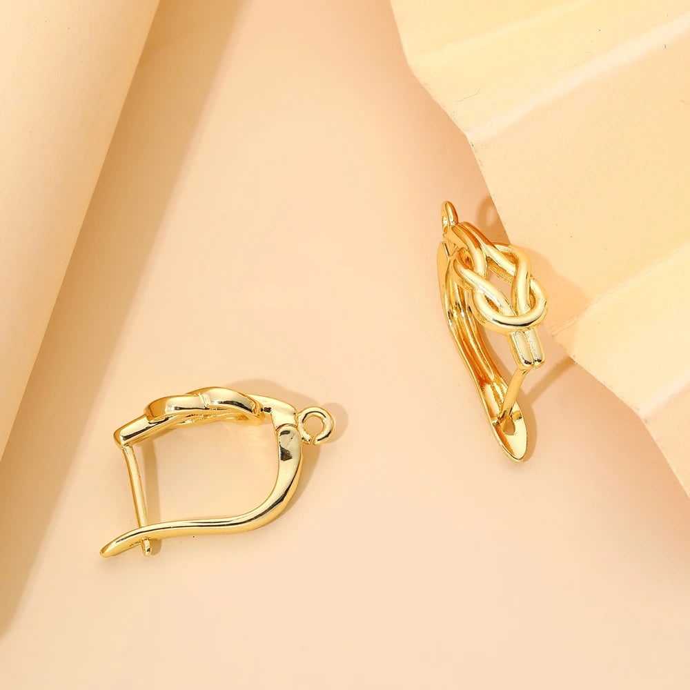 Juya 8Pcs/Lot 18K Gold Plated Anti-Allergy Fastener Schwenzy Earwire Stitches Earplug Earring Hooks For DIY Women Earring Making