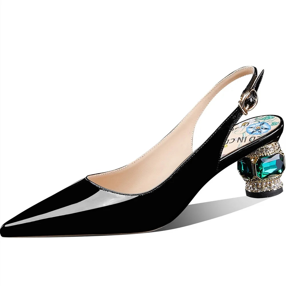【JOCHEBED HU】2025 Newest Spring Summer Shoes Woman Sexy Brand Genuine Leather Shallow Pumps Pointed-Toes Strange Style  33-46