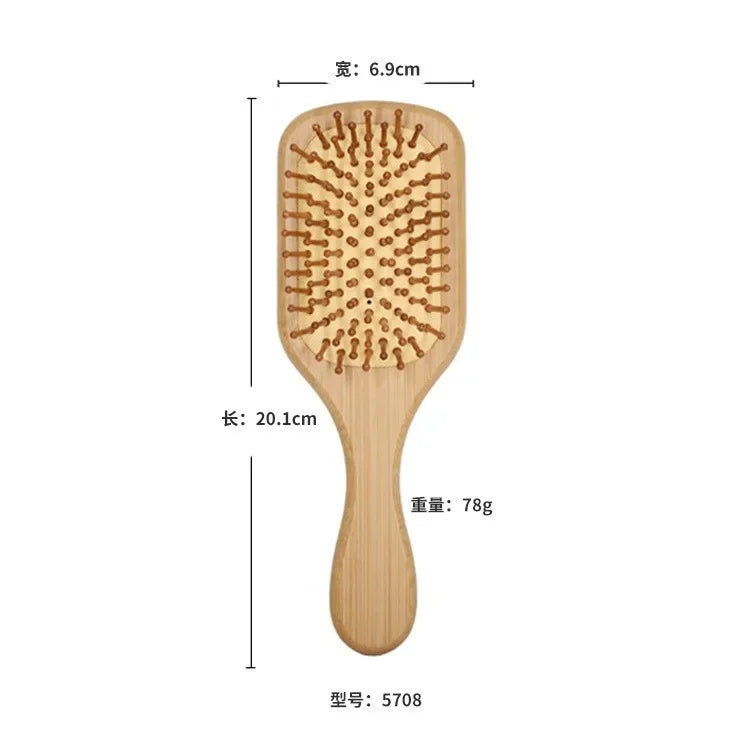 Natural Bamboo Hair Brush Comb Paddle Improve Hair Growth Anti-Static No Hair Tangle Comb Air Cushion Combs For Scalp Massage
