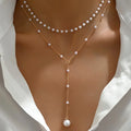 Elegant Imitation Pearl Necklace Fashion Long Tassel Pendant Front Chest Chain Necklace Women's Sexy Charm Body Jewelry Gifts