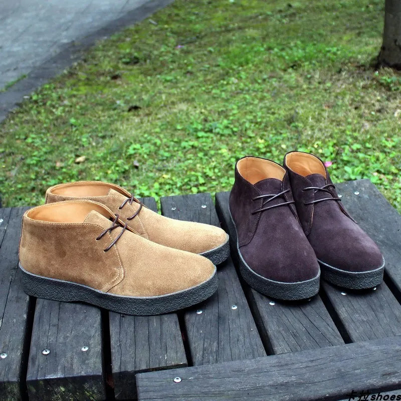 Careaymade-British Vintage 100% Genuine Leather Casual Shoes Lace-up Retro Business Thickness cow suede Workwear Men's Shoes