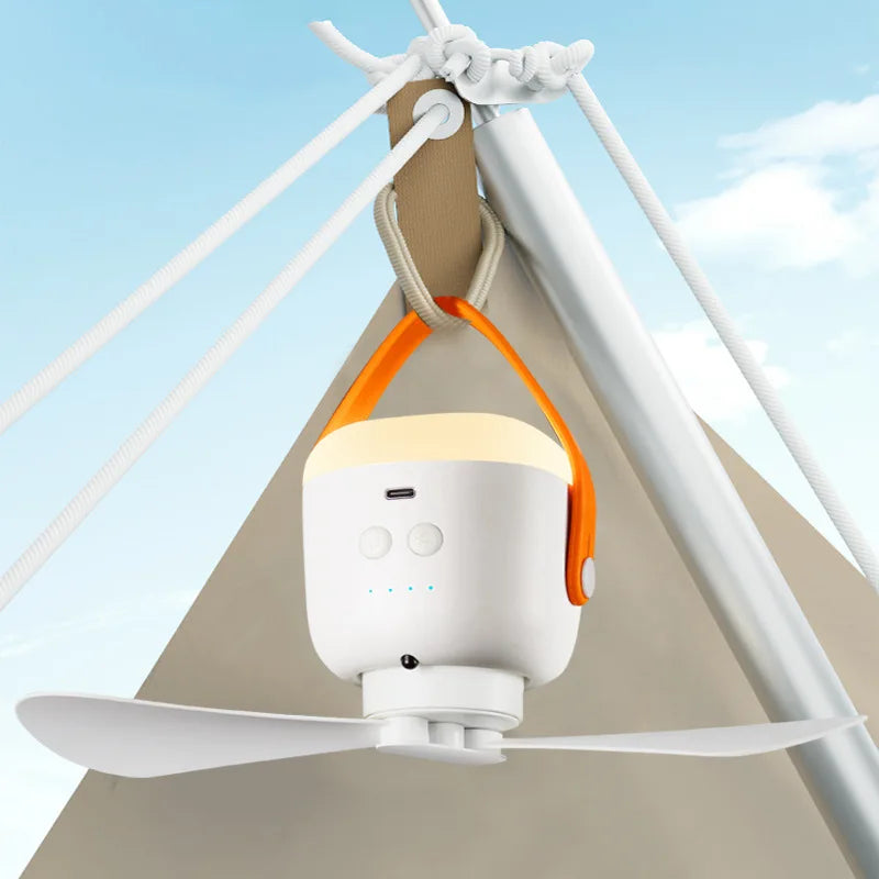 New Outdoor 10400mAh Camping Fans Charging Remote Control Ceiling Fan 4 Gears Wind Timing Function Big Capacity Night Light Fan