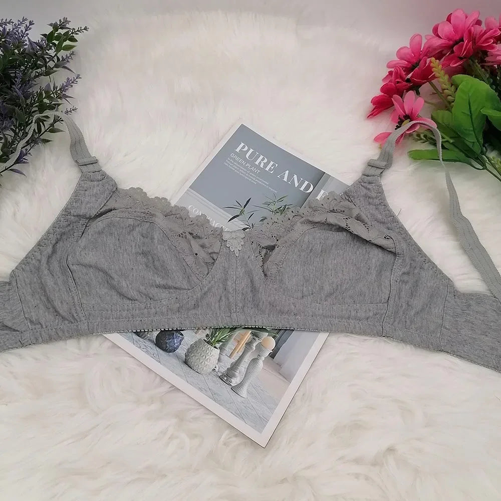Solid Bra Unlined Comfortable Cotton Bras for Women Push Up Minimizer Wireless Plus Size Underwear Plunge Soft Sexy Lingerie C31