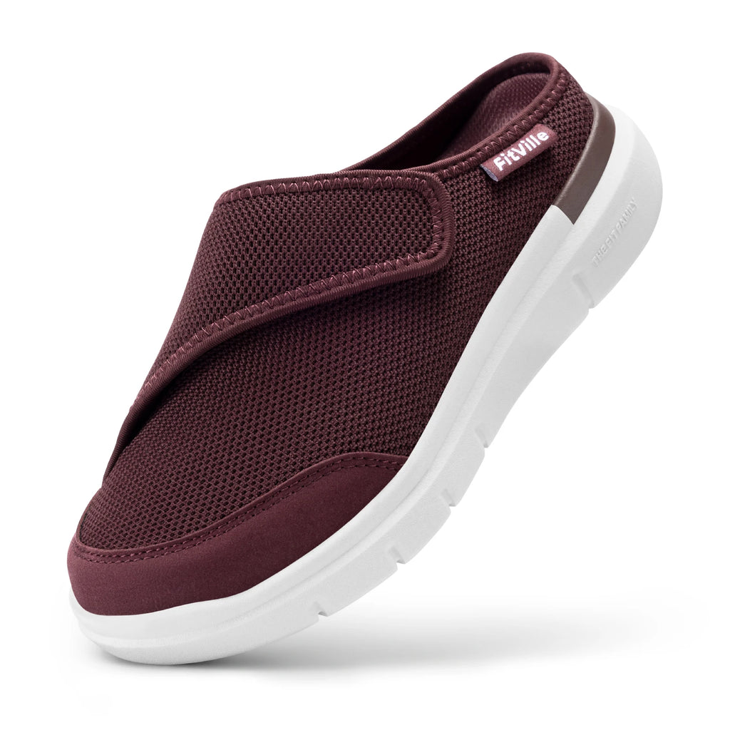 FitVille Damen Orthopädische Hausschuhe Breite Fleece-gefütterte Clogs mit Fußgewölbestütze Erholungs-Pantoletten Bequeme Slip-On-Schuhe