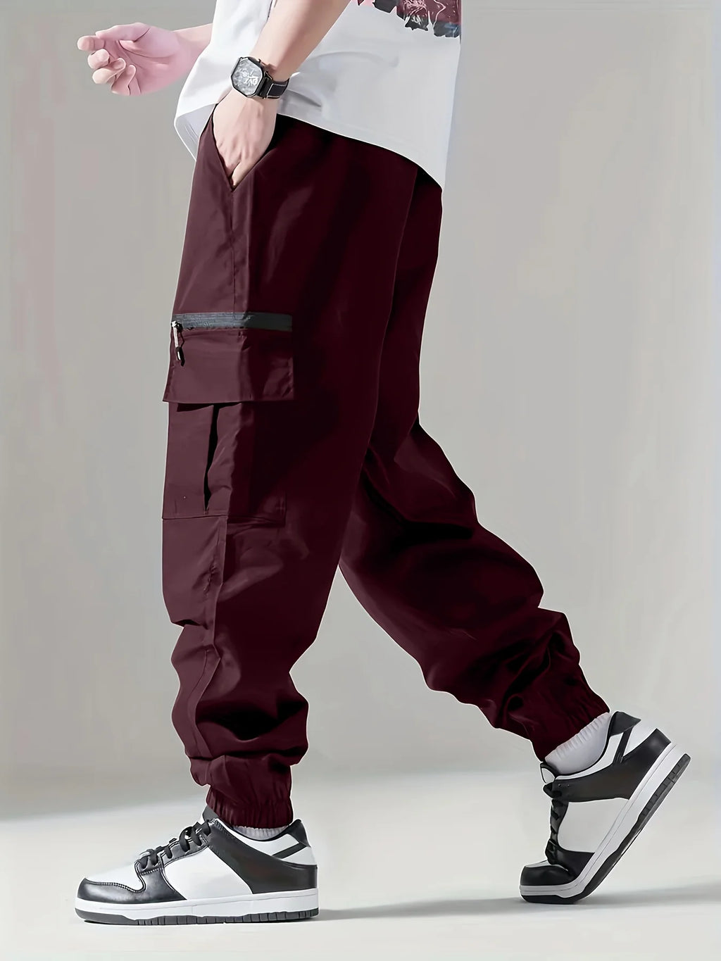 Men's Cargo Pants, Thin Trousers, Comfortable and Breathable, Outdoor Casual, Wearable, Running, Cycling, Multi-pocket 004
