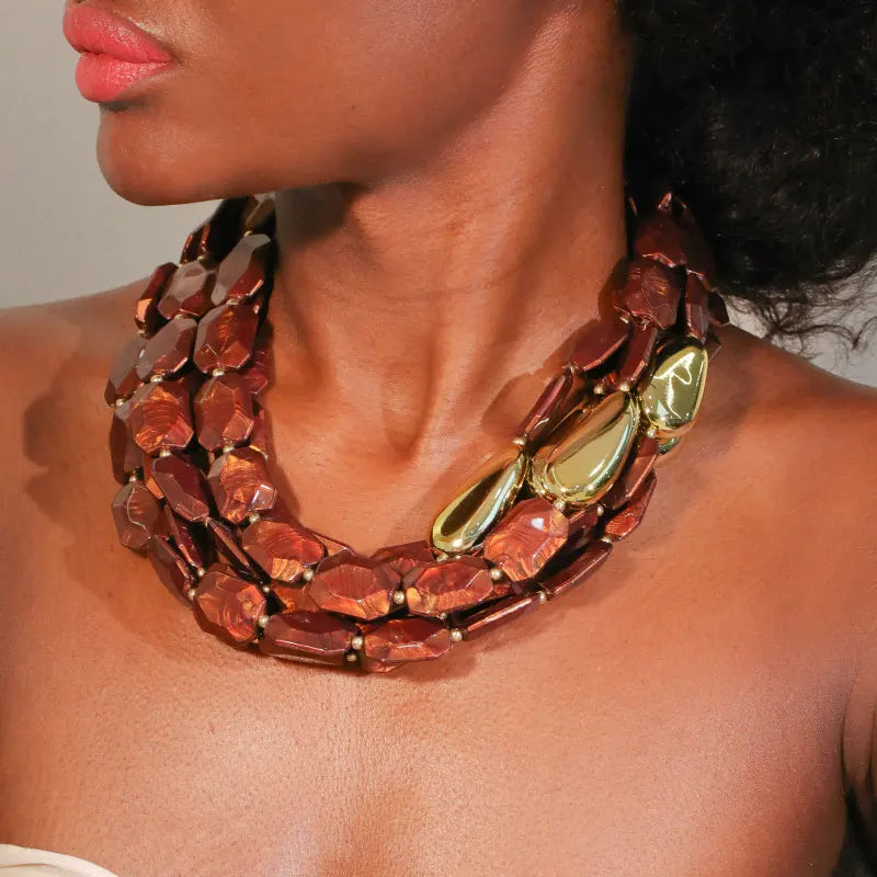 Statement Luxury Retro Multi-layer beaded Necklace for Women Wedding Party Jewelry