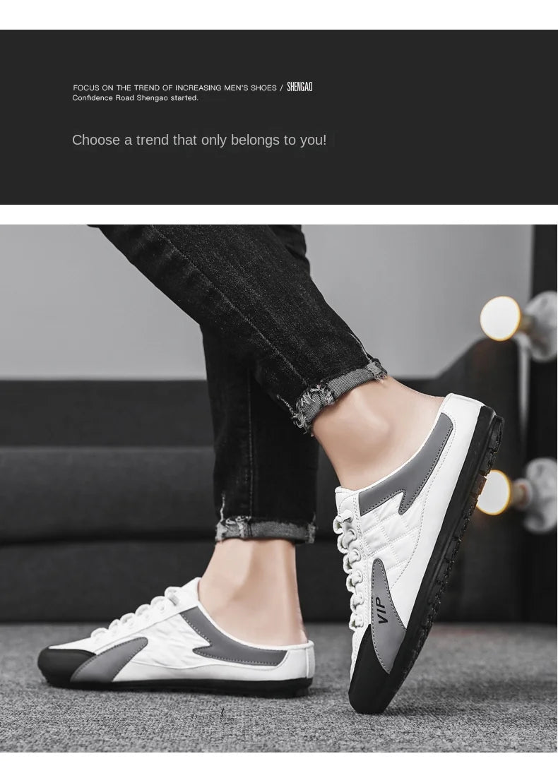 Trendy Half Slippers Flat Casual Shoes for Men Classic Summer Slippers Man's Flats Concise Men's Sneakers Slip-on Male Slippers