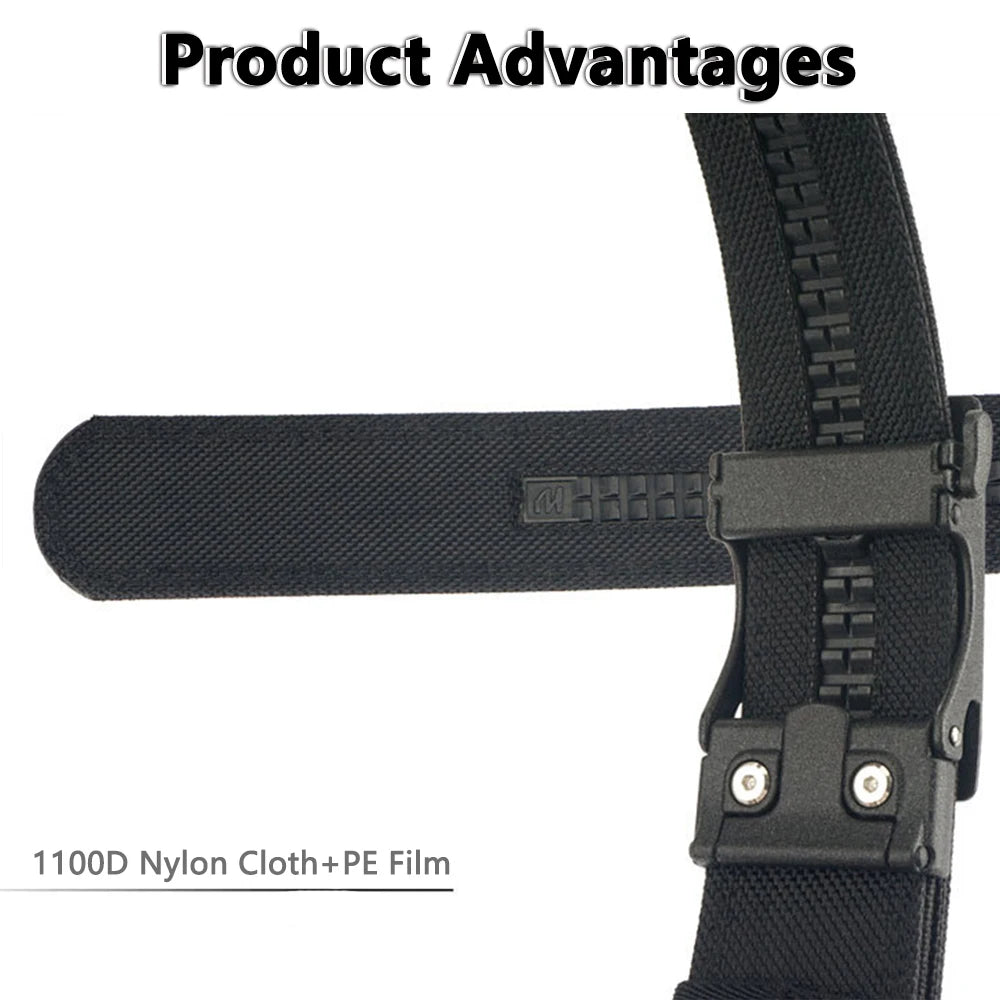 TUSHI New Stiff Tactical Belt for Men Metal Automatic Buckle Military Police Duty Belt 1100D Nylon Gun Belt Casual Girdle Male