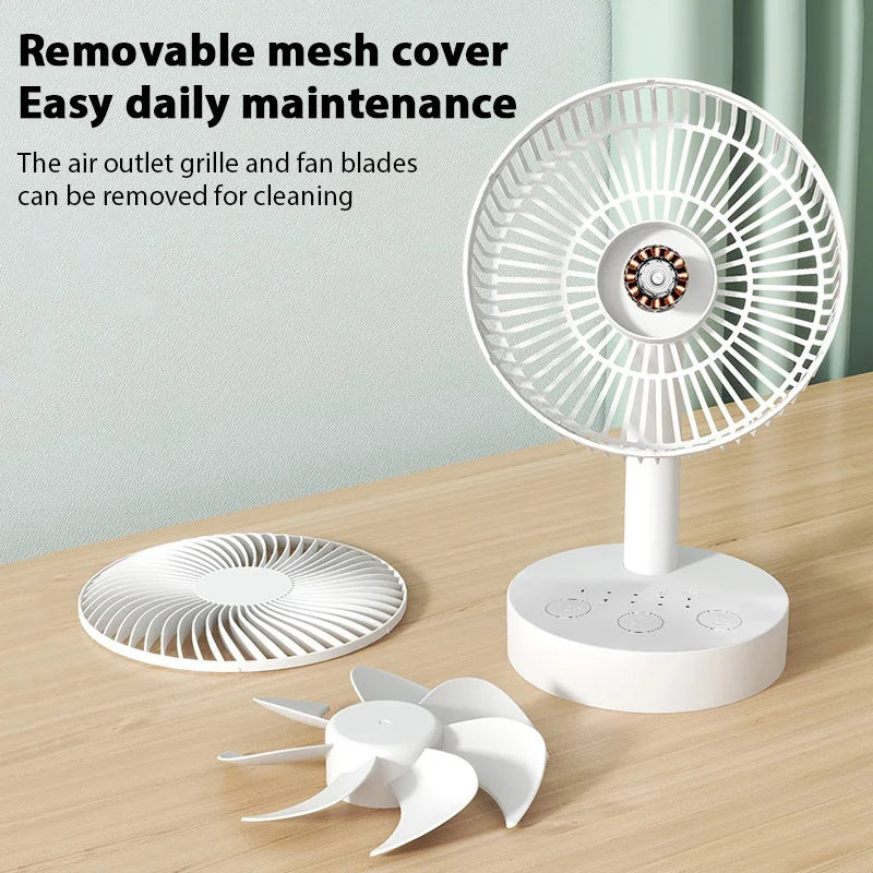 Rechargeable Desk Fan 4 Speed Adjustable Desktop Table Fan with Strong Wind Height-adjustable Portable Fan For Office Dormitory