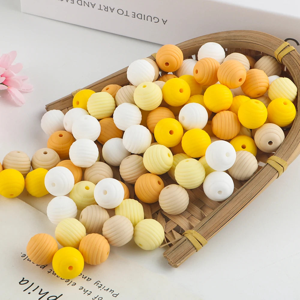 Kovict 15Pcs Beehive Threaded Silicone Beads 15mm Round Spiral Beads For Pen Jewelry Marking DIY  Bracelet Necklace Accessories