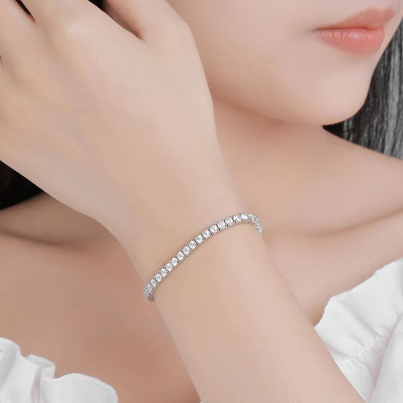 Factory Price D VVS1 Moissanite Tennis Bracelet Full Diamond GRA 925 Silver Plated 18k Fashion Personality Exquisite Jewelry