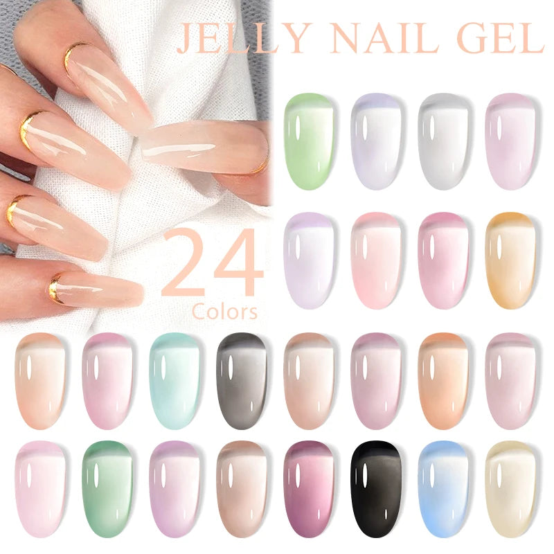 Mtssii 7ML Jelly Nude Gel Nail Polish Summer Light Pink Peach Translucent Color UV Light Cure Gel Varnish Nail Art DIY at Home