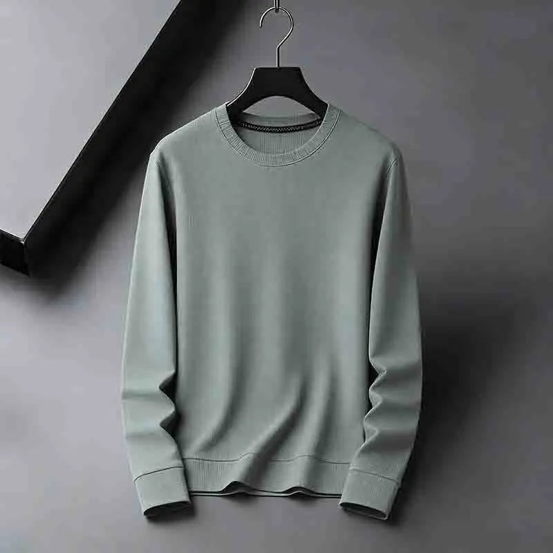 2026 New Arrival Men's Basic Solid Crew Neck Sweater Breathable Long Sleeve Knit Pullover