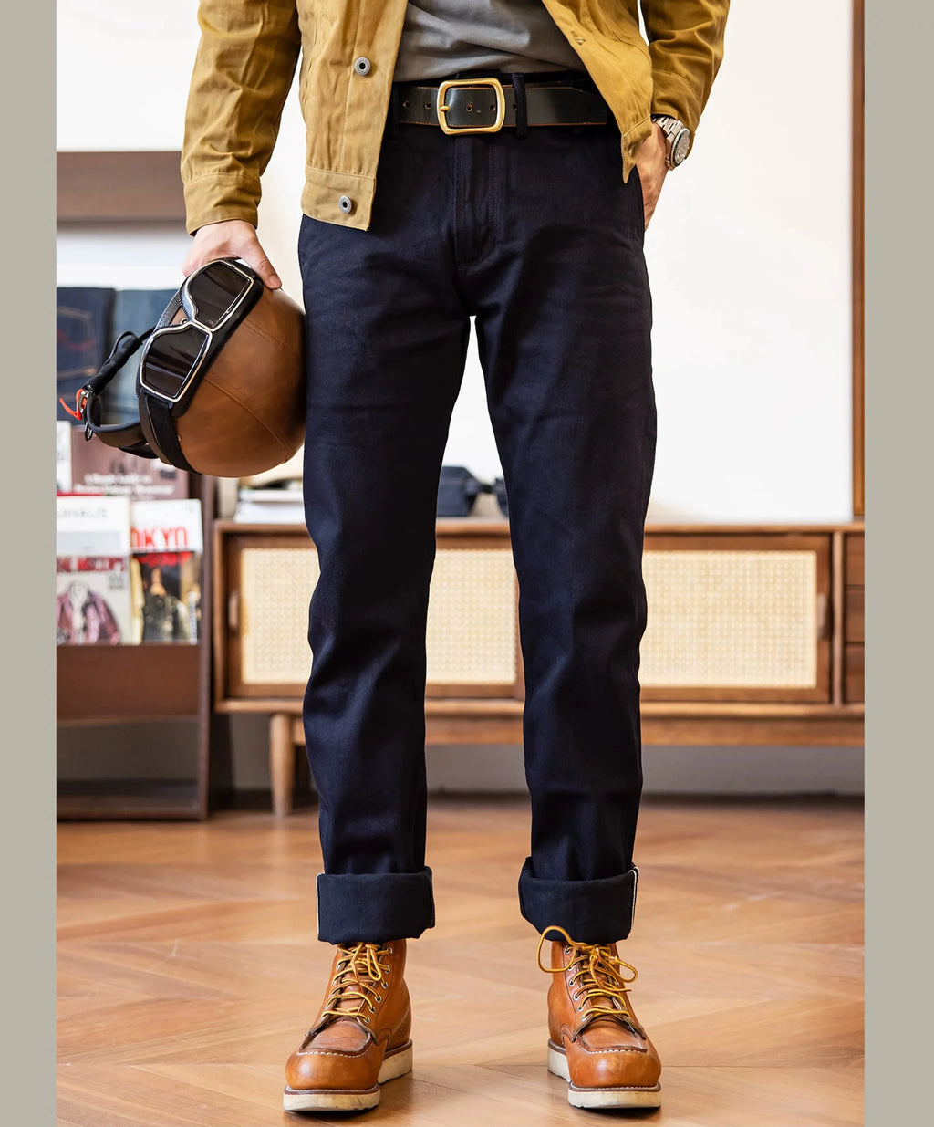511xx-0006 Red Tornado Indigo Selvage Unwashed Slim Pants Unsanforised Raw Denim Jeans 14.5oz