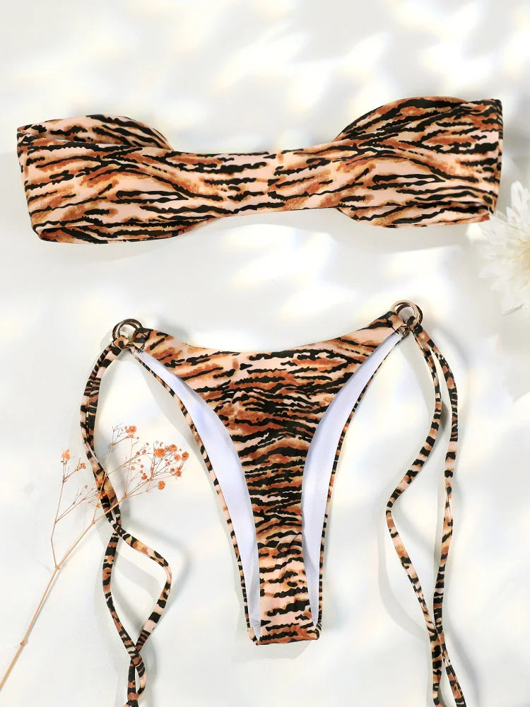 ZRTAK Micro Thong Bikinis Women Sexy Swimsuit Biquinis Bandage Swimwear Bikini Set Bathing Suit Swimming Beach Wear
