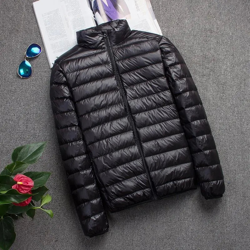 New Men Thin Down Jacket White Duck Down Ultralight Jackets Men's Autumn And Winter Warm Coats Portable Outwear