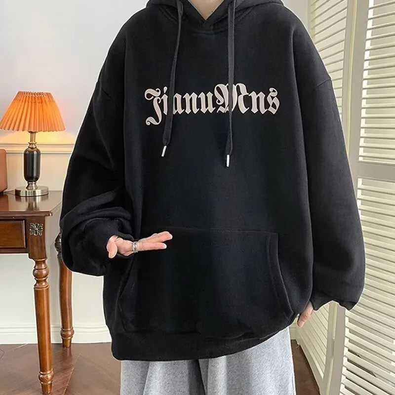 【M-8XL】American Retro Creative Poker Card Printed Hoodie for Men Fashionable and Trendy Street Loose Oversized Jacket for Men