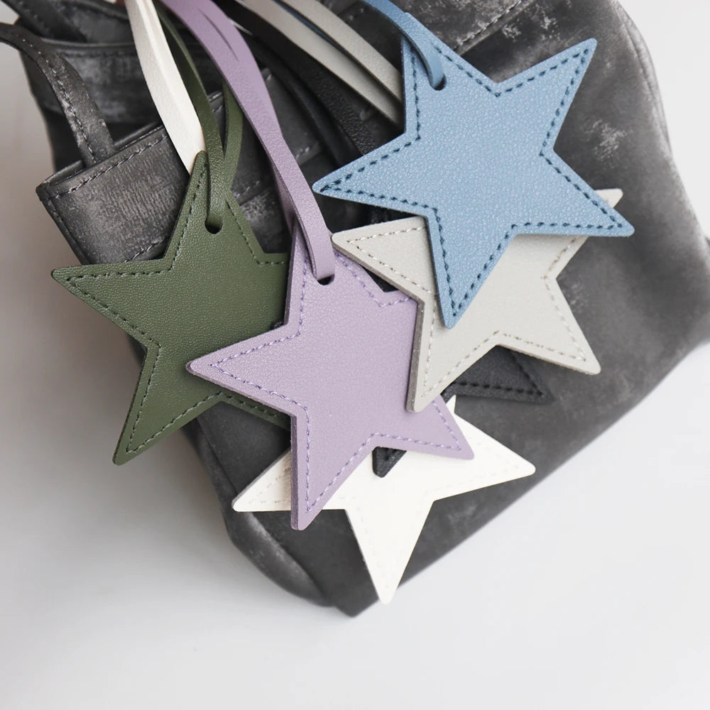 Custom Name Handbag Pendant Cute Star PU Leather Fashion Accessories Wholesale Engrave Initials Travel Luggage Tag Creative Gift