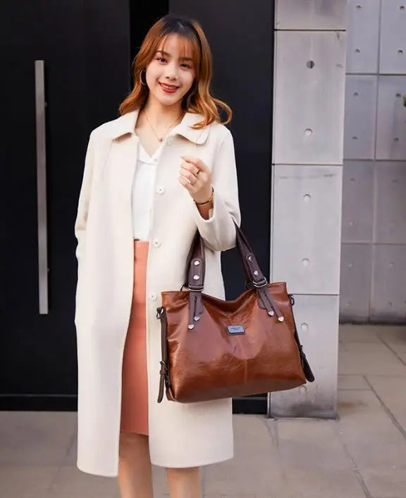 Annmouler Neue Design Frauen Handtaschen Pu-Leder Tragetasche Vintage Weiche Umhängetasche Große Umhängetasche für Damen