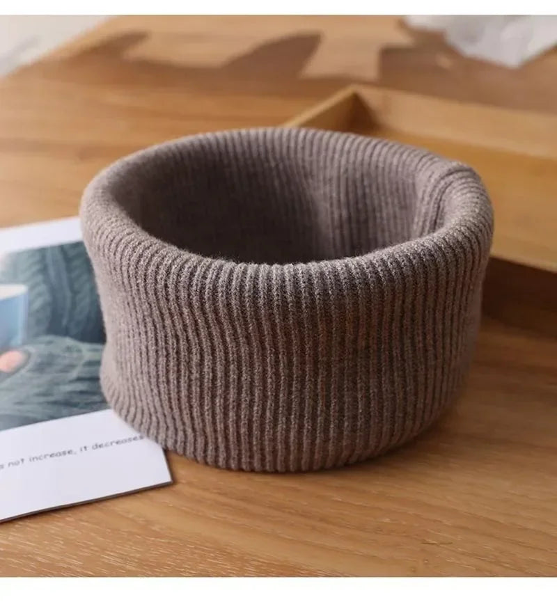 Men's Women's Winter Warm Cashmere Scarf Outdoor Sports Windproof Neck Protect Elastic Thick Wool Knit Snood Female Fake Collar