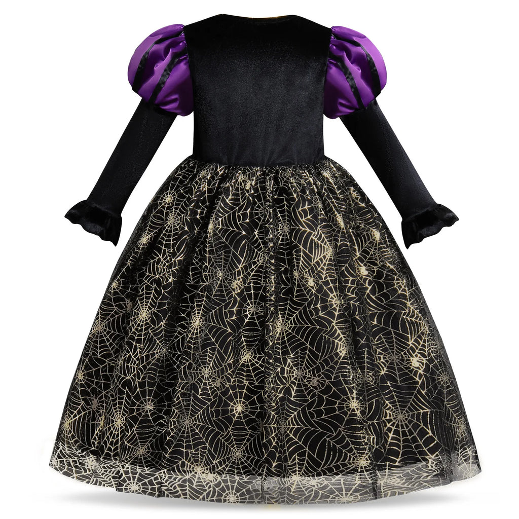 Halloween Costume Witch Cosplay Girls Kids Ghost Gothic Black Dress for Girl Carnival Party Princess Clothing