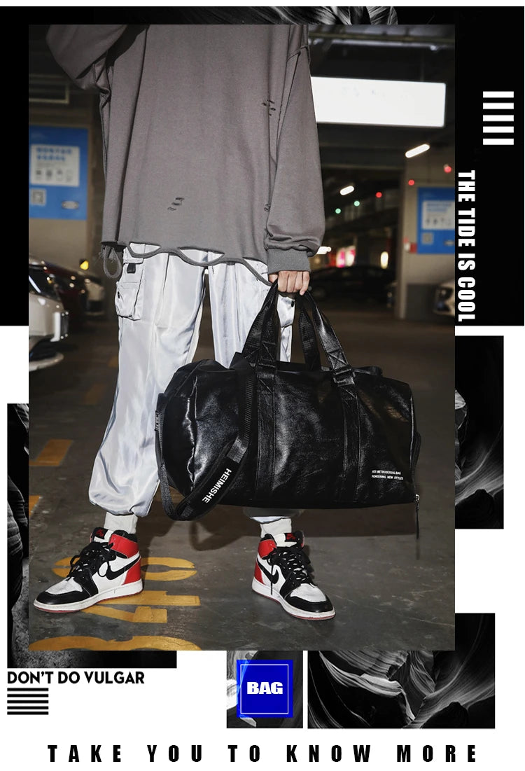 Men Gym Bag custom logo Large Dry And Wet Fitness Handbag Male Female Sports bag personality customization PU Leather Travel bag
