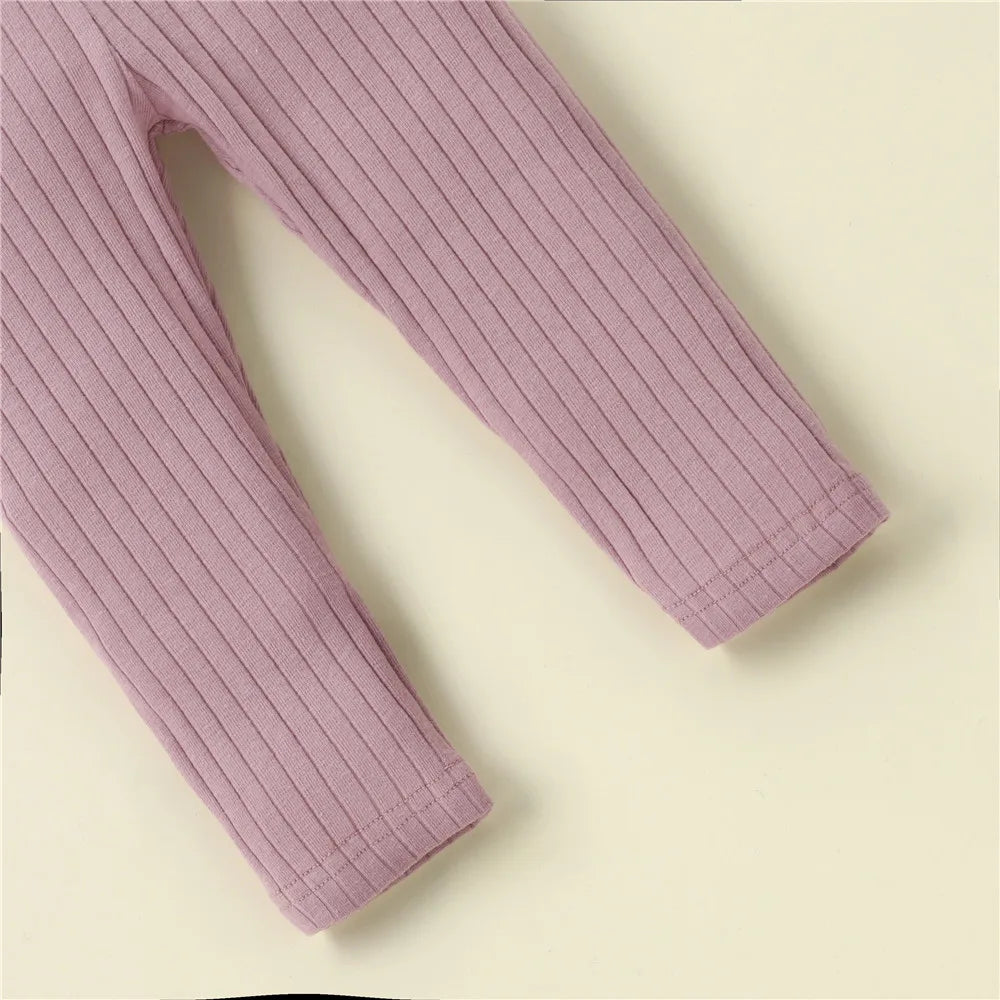 Infant Baby Girls Boys Leggings with Vertical Pattern, Elastic Waist Adjustable Solid Color Simple Spring Clothing 0-18M