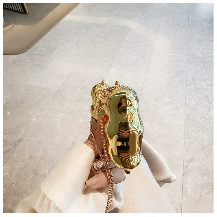 Purses and Handbag Luxury Designer Shoulder Bags Funny Shape Party Wedding Round Acrylic Shiny Clutch Purse Golden Evening Bag