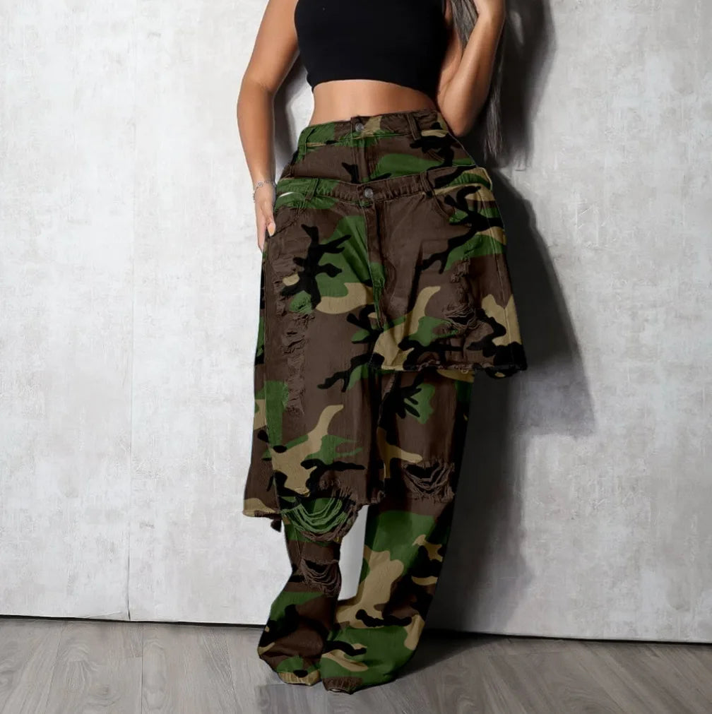 Cargo Pocket Pants High Waist Camouflage Y2K Streetwear 2025 Women Winter Fashion Clothes Trousers Sexy Elegant Baggy Pants