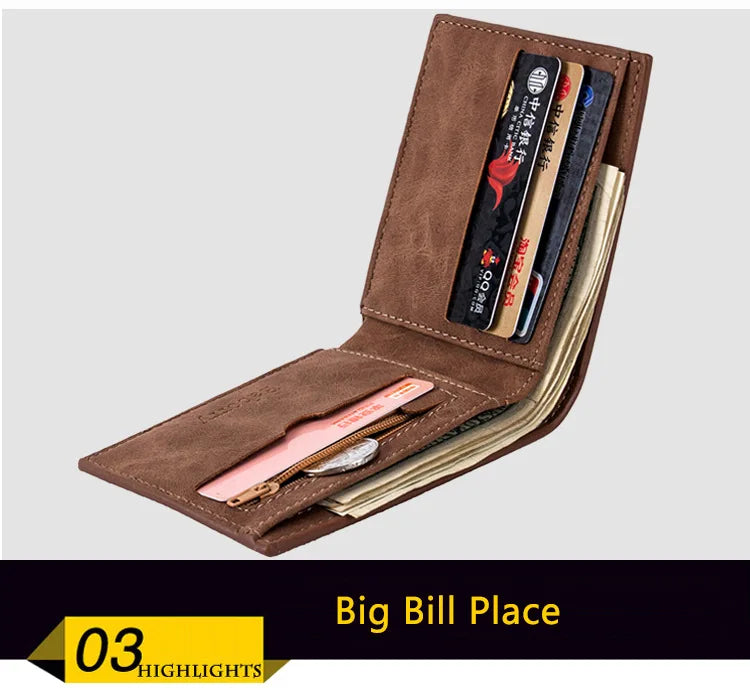 New Men Wallet Leather Business Foldable Wallet Luxury Slim  Hipster Cowhide Credit Card/ID Holders Inserts Coin Purses