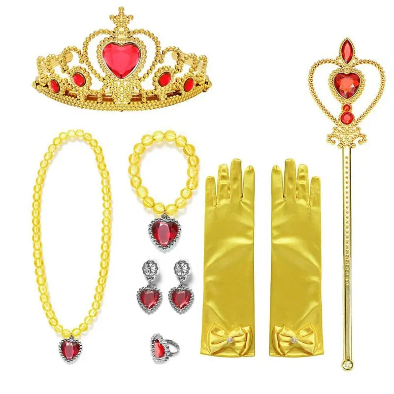 Princess Girls Anna Elsa Accessory Costume Photography Props Gloves Tiara Angle Fairy Wand Jewelry Set Fancy Dress Role Play
