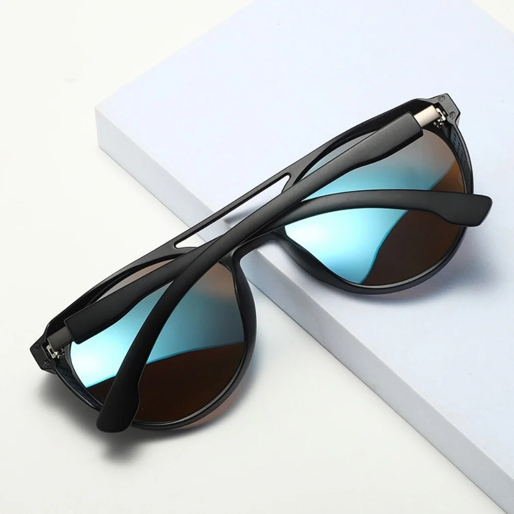 Men Women Polarized Sunglasses Steampunk Sports Sun Glasses Round Frame Eyewear with Side Shield UV400 Protection Driving Shades