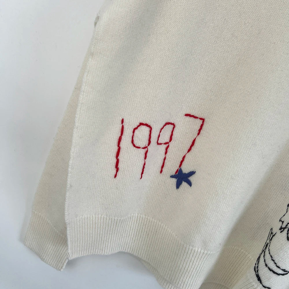 Rowan M538 Letter Jacquard Knit Pullover Winter O-Neck Long Sleeve Buttons Female Sweater Classic Casual Lady Top 2026