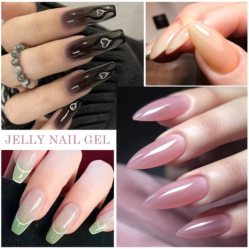 Mtssii 7ML Jelly Nude Gel Nail Polish Summer Light Pink Peach Translucent Color UV Light Cure Gel Varnish Nail Art DIY at Home