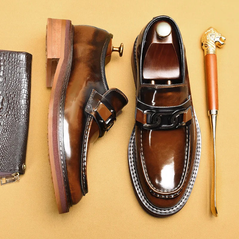 Luxury Slip on Dress Shoes Men Genuine Leather Italian Loafer Shoes for Men Black Brown Brand Formal Oxford Men Casual Shoes