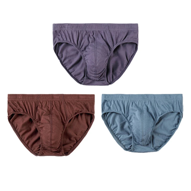 3 Pcs/Lot Men's 100% Cotton Briefs Comfortable Breathable Underwear Lingerie Panties Plue Size Xl -5xl Underpants