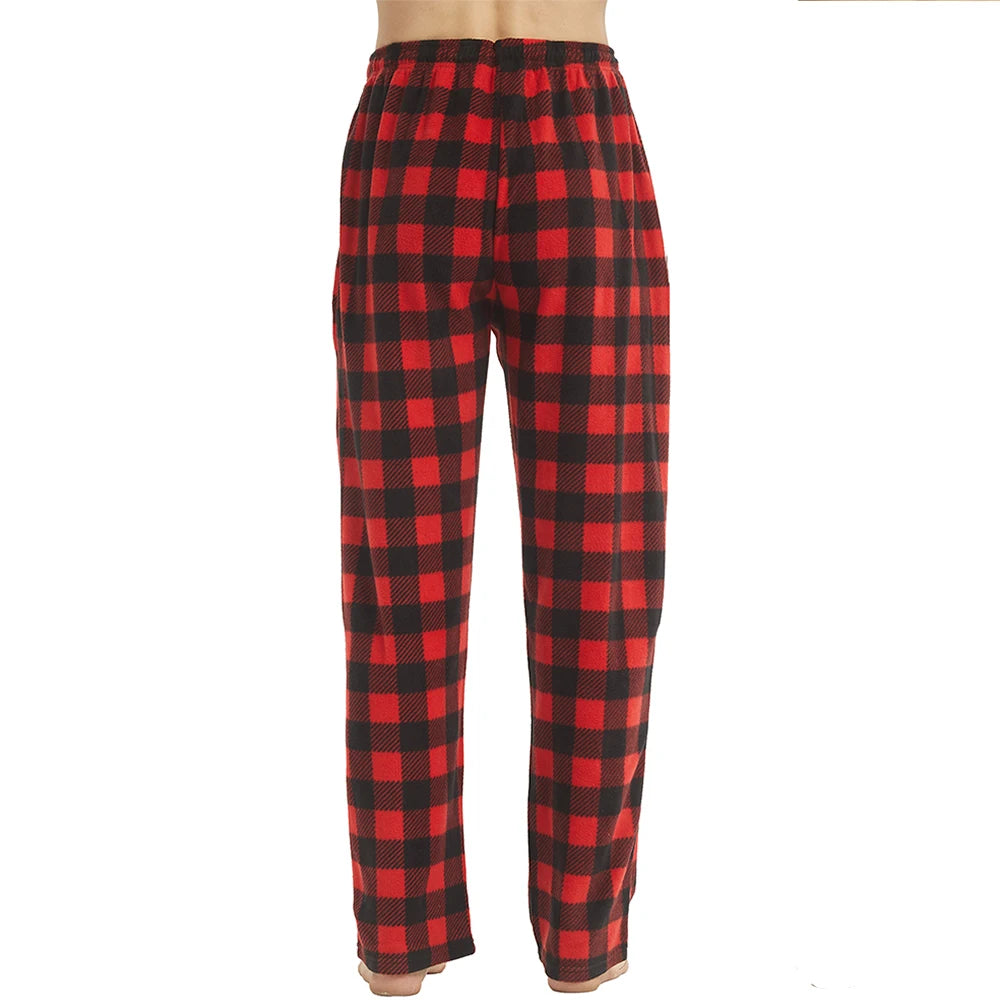 Mens Pajama Pants with Pockets Casual Pants Fleece Pjs Plaid Pajamas Bottoms Lounge Sleep Pants Loungewear Sleepwear Trousers