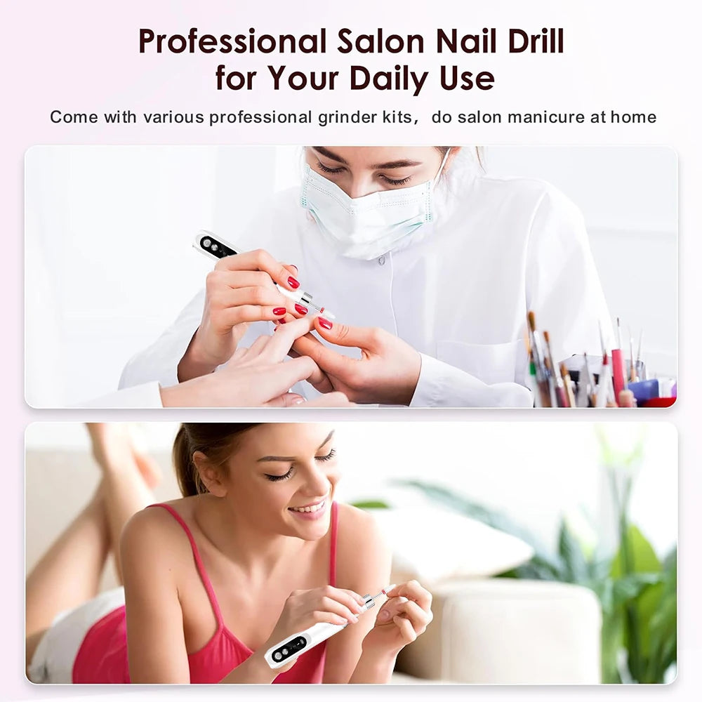 Electric Nail Drill Machine Portable Mini Gel Nails Polishing Removal Tool Rechargeable Nail Drillsfor Home Manicure Salon Use