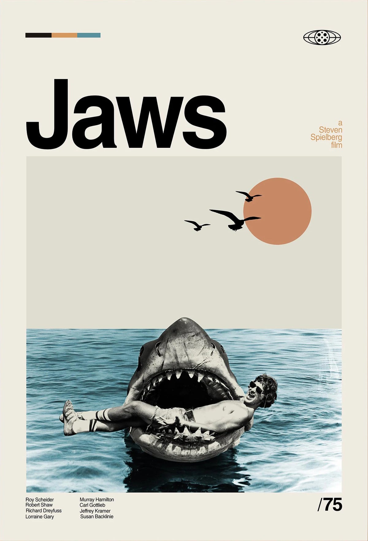 Klassischer Film JAWS Serien Poster Leinwandbilder Zuhause für Wohnzimmer und Schlafzimmer Wand Moderne Deko Rahmenlose Malerei