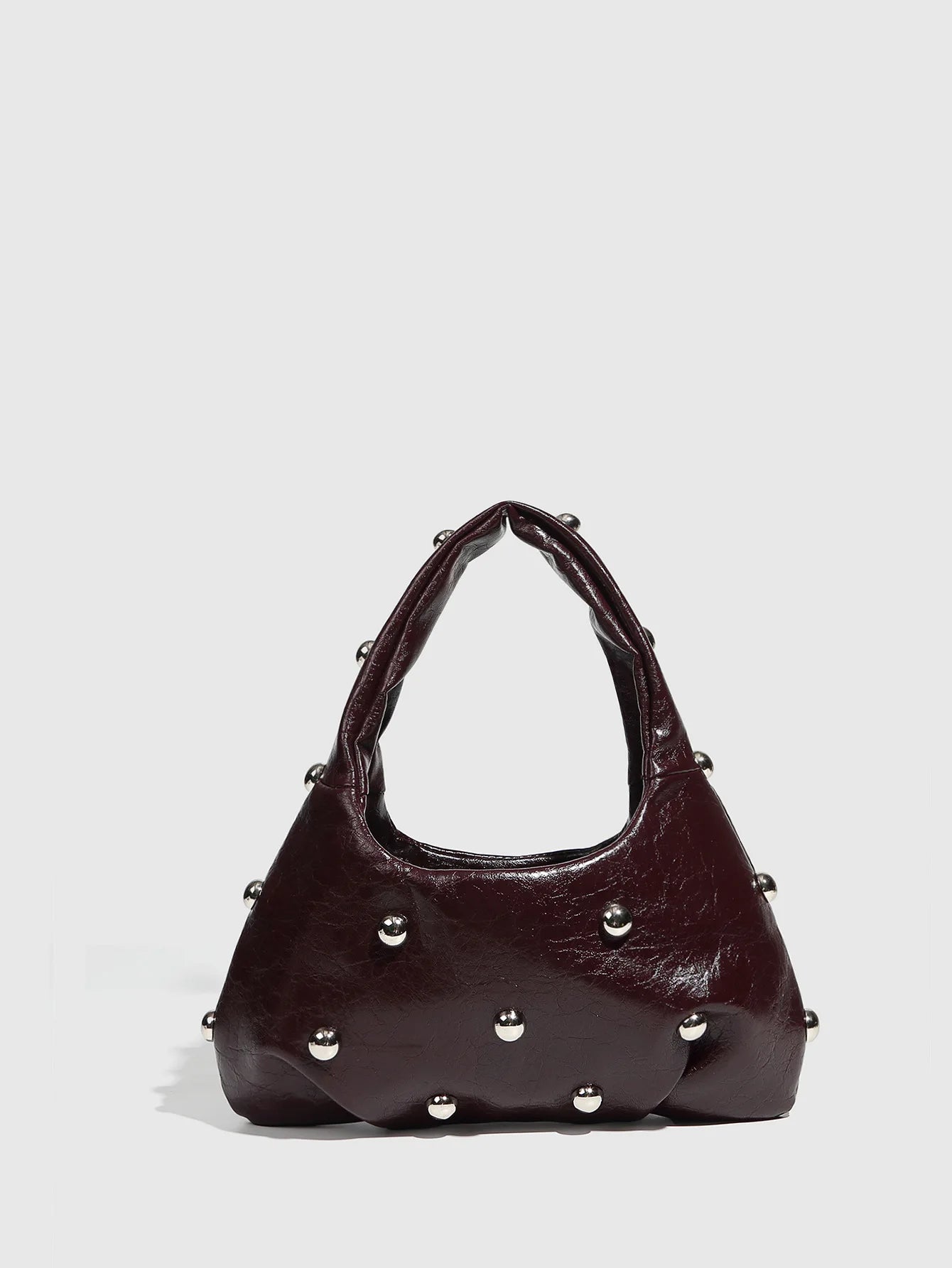 NEW Rivet Women's Handbags Soft PU Leather Shoulder Bag Casual Designer Hobos Half Moon Underarm Bags for Women 2025 Tote Clutch
