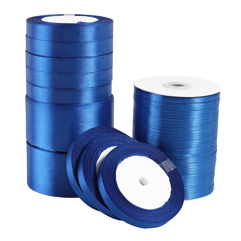 6mm~50mm Royal Blue Satin Ribbon 25Yards/roll Single Face Gift Wrapping Christmas New Year Apparel Sewing Fabric Gift Ribbon